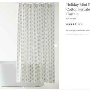 *NEW* Garnet Hill - Holiday Mini-Print Organic-Cotton Percale Shower Curtain